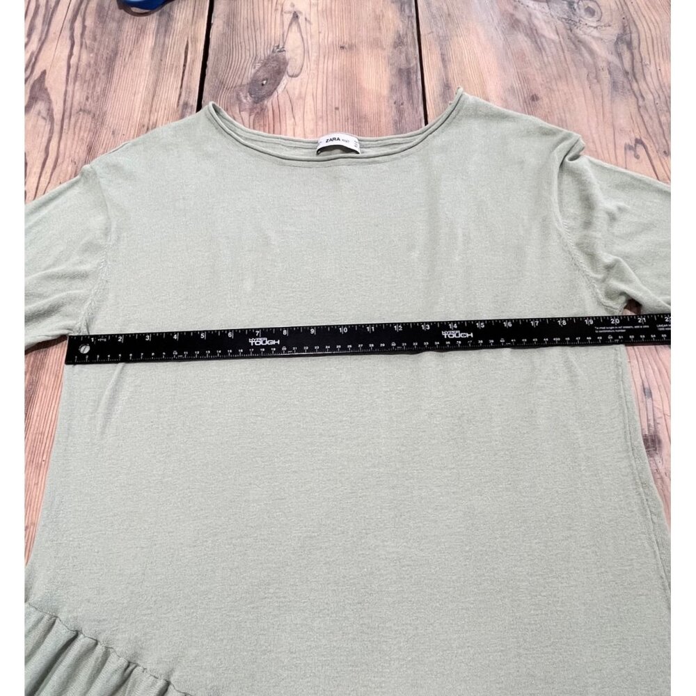Zara Knit Asymmetrical Hem Dress Womens S Sage Green Rolled Hem Oversized - Picture 5 of 7